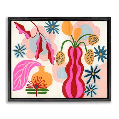 Stupell Eclectic Mod Flower Vases Framed Floater Canvas Wall Art Design By Suzanne Allard