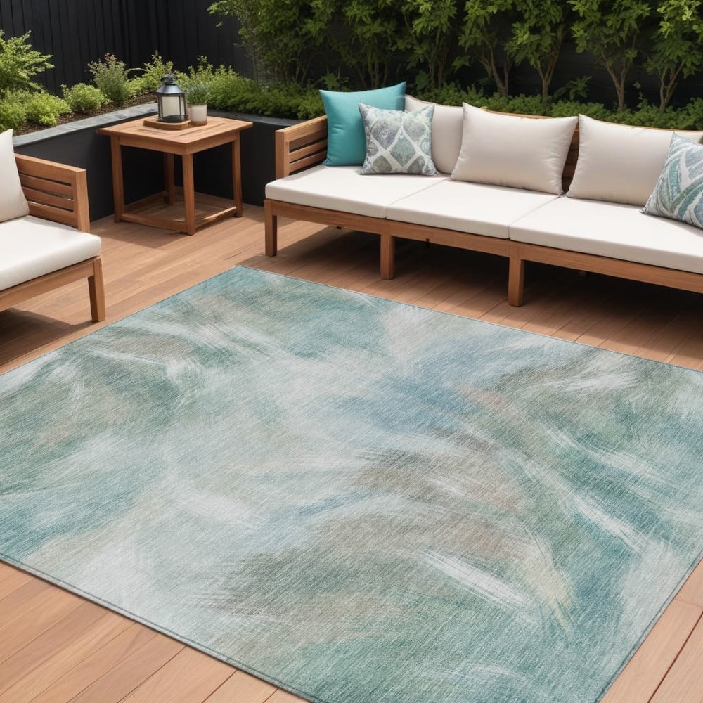 HomeRoots Abstract Transitional Rectangle Outdoor Rug