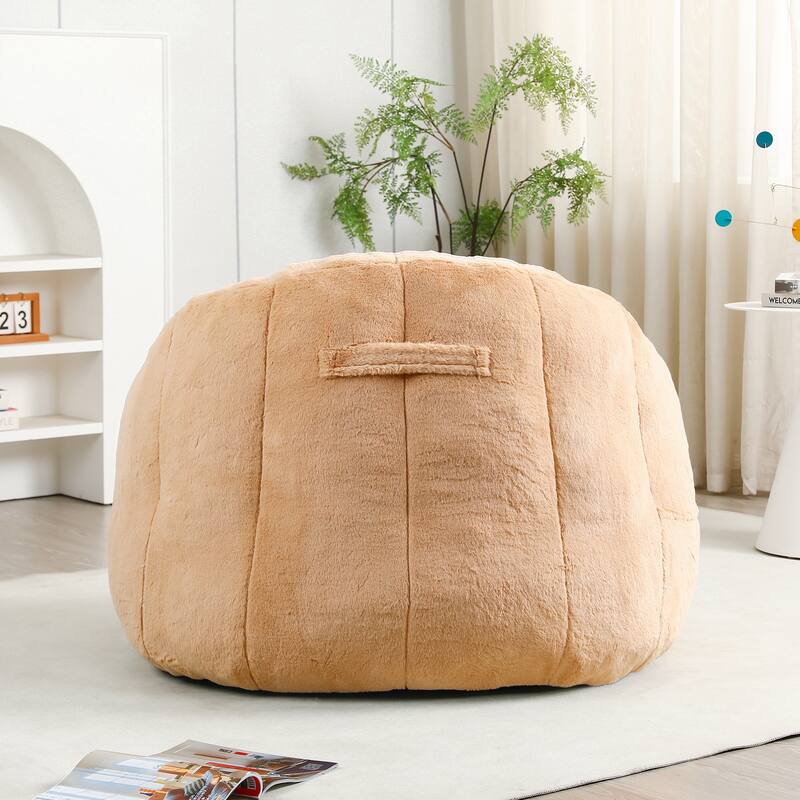 Faux Fur Shell-Shaped Bean Bag Chair, Oversized Adults Bean Bag Sofa, Bean Bag Lazy Chair with Armrests for Gaming, Reading
