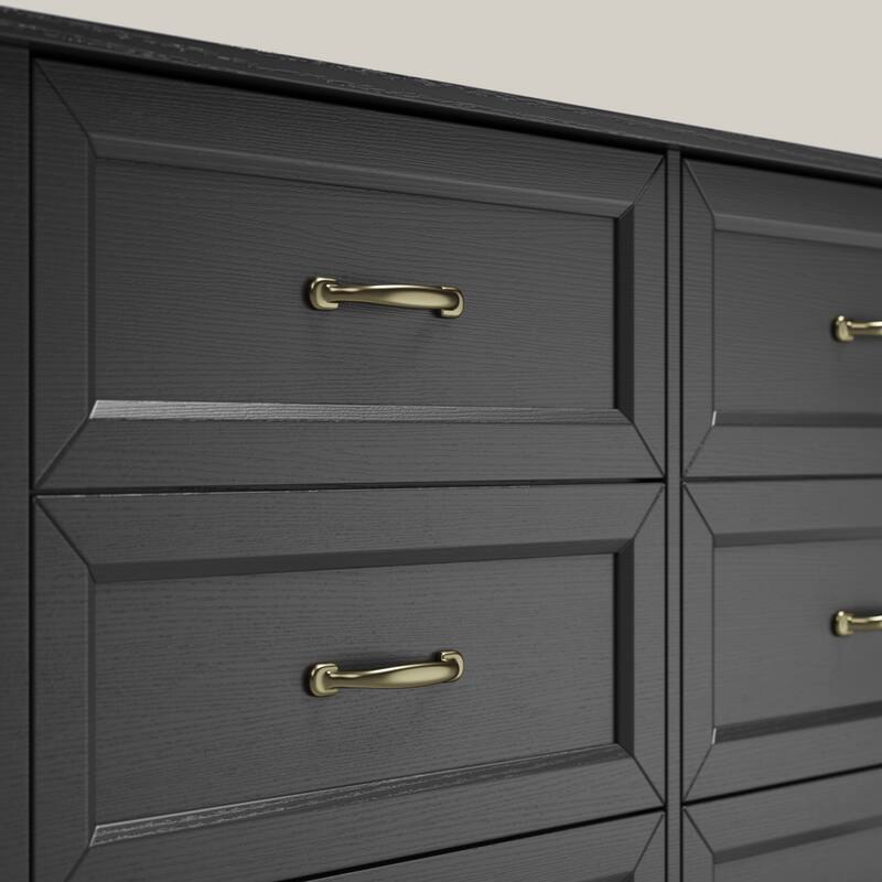 43.3" W 6 Drawer Dresser, Wood Storage Closet Dressers Chest of Drawers for Bedroom