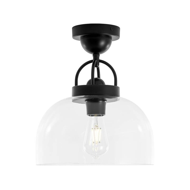 Mid-Century Modern Glass Dome Single Semi Flush Mount Ceiling Light