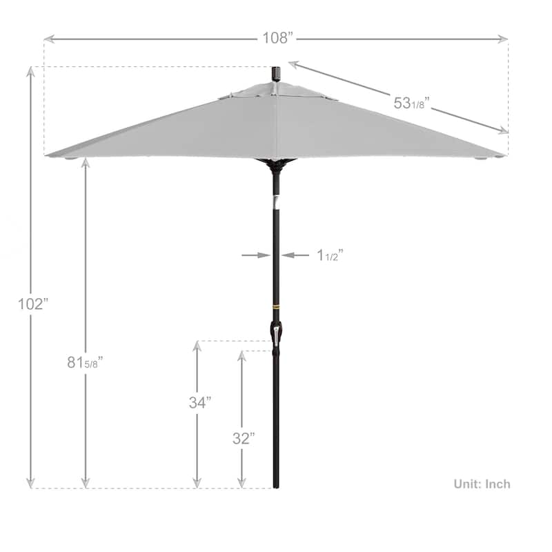 California Umbrella 9-foot Round Crank Lift, Push ButtonTilt, Bronze Frame Finish, Aluminum Patio Umbrella with Sunbrella Fabric