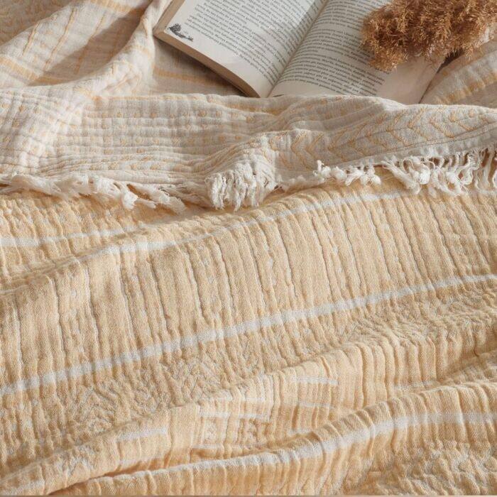 OrganicClub Super Soft Cotton 3-ply Reversible Throw Bedspread - Queen