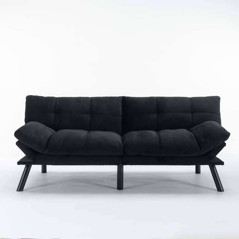 Modern Convertible Sofa Bed - Adjustable 2-Seater for Apartments - Black