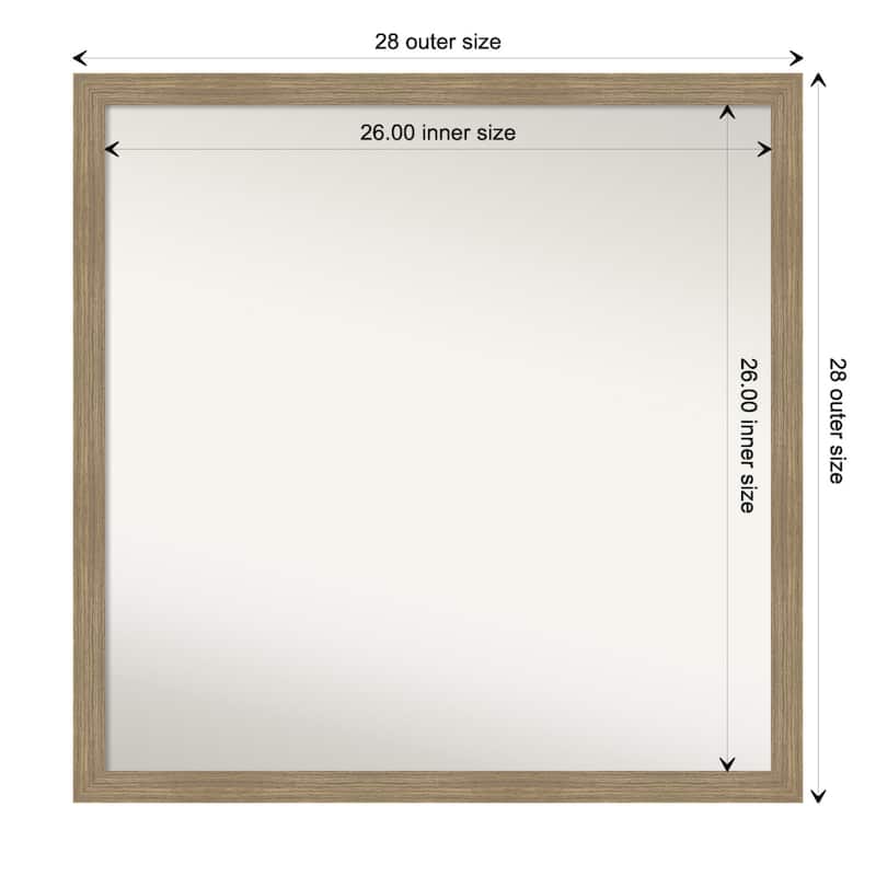 Woodgrain Stripe Non-Beveled Wood Framed Wall Mirror - Woodgrain Stripe Mocha - Glass Size 26x26