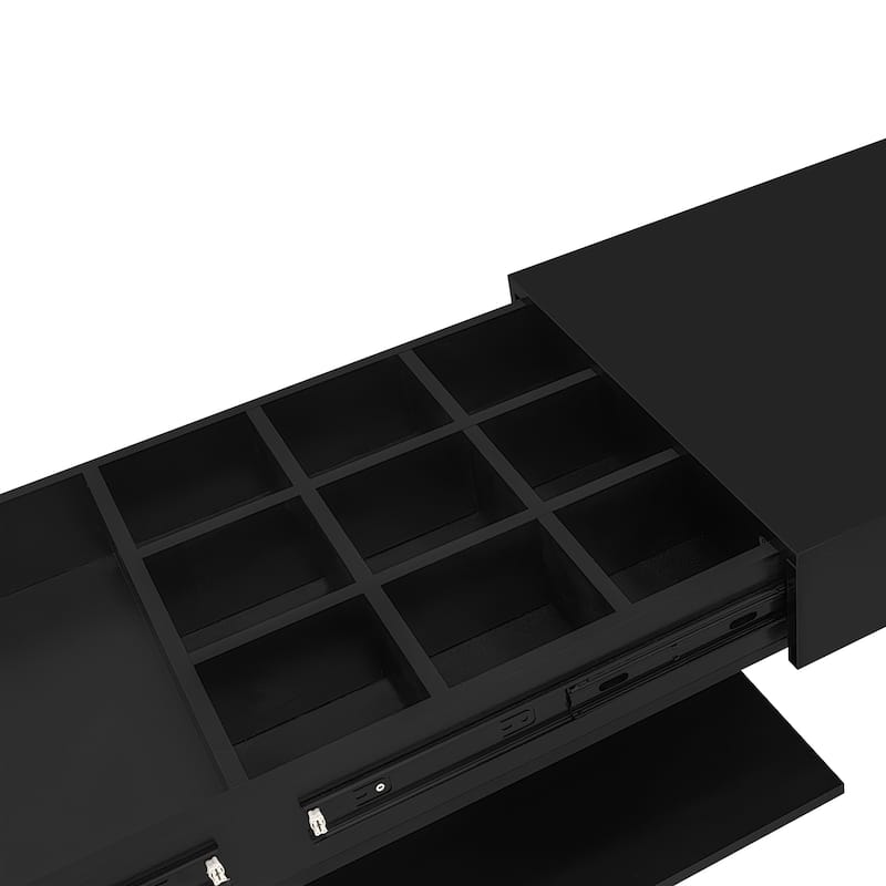 Extendable Coffee Table End Table with 16-Color LED Lighting, Central Coffee Table with Hidden Storage