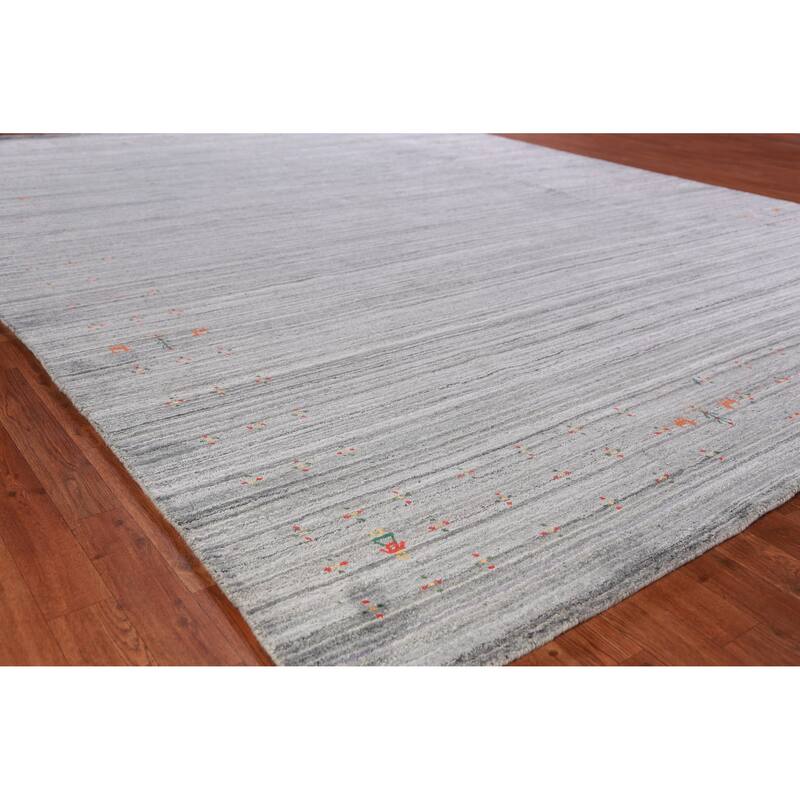 Hand Knotted Oriental 100% Wool Carpet Tribal Tribal Greys & Charcoal Gabbeh Area Rug - 12' 2'' X 9' 4''