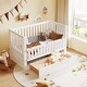 preview thumbnail 2 of 58, 2-in-1 Convertible Crib, Full Size Bed Frame with Drawers and 3 Height Options, Modern Baby Crib Toddler Bed with Guard Rail