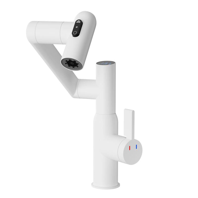 Topcraft Single Handle Bathroom Sink Faucet with 360° Swivel Faucet - White
