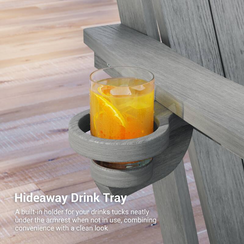 Foldable HDPE Adirondack Chair All-Weather W/ Cup Holder