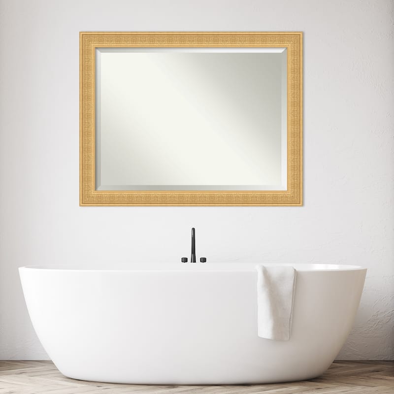 Trellis Beveled Wood Framed Bathroom Vanity Wall Mirror - Trellis Gold