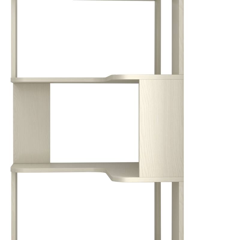 GDFStudio - Elysande Wood Corner Bookcase with 6-Tier Anti-Fall Design