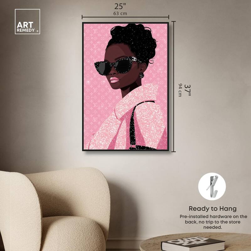 Pink Luxury Woman Canvas by Art Remedy