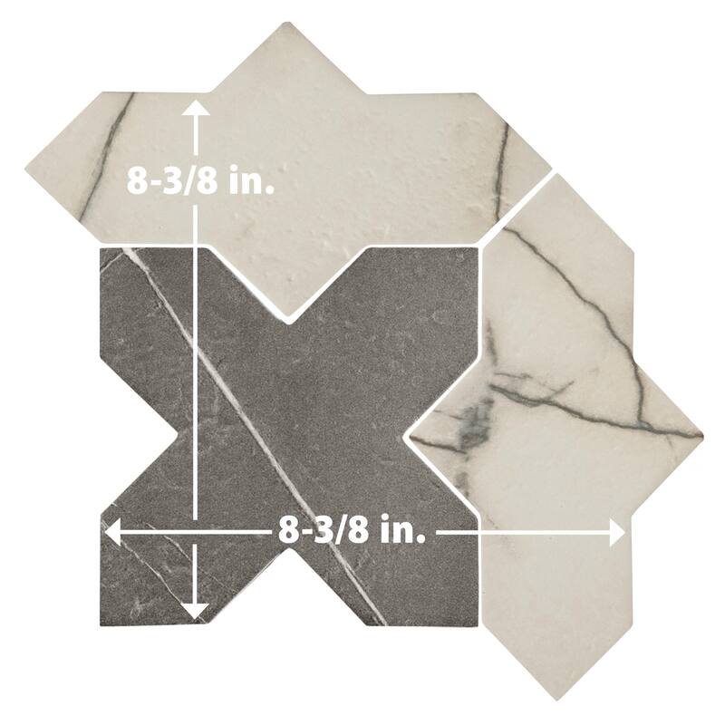 Merola Tile Istanbul Templar Shield Day with Night Cross 8-3/8" x 8-3/8" Porcelain Floor and Wall Tile - Case (36 Tiles)