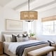preview thumbnail 4 of 9, 4-Light Bohemian Hand Woven Drum Chandelier - Straw - 20 in. W