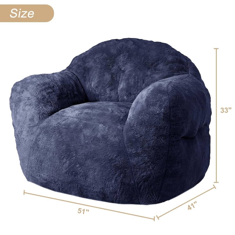 Extra Large Pre-Filled Navy Blue Bean Bag Chair Sofa for Living Room Bedroom