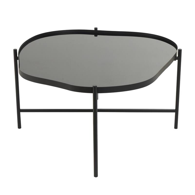 Metal Abstract Wavy Side End Accent Table with X-Shaped Base - Black - Roche River Decor