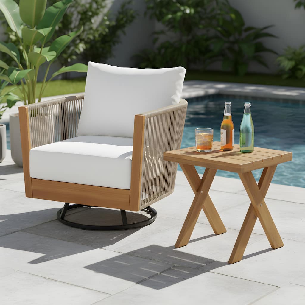 Christopher Knight Home - Modern 2-Piece Outdoor Swivel Chair with Side Table