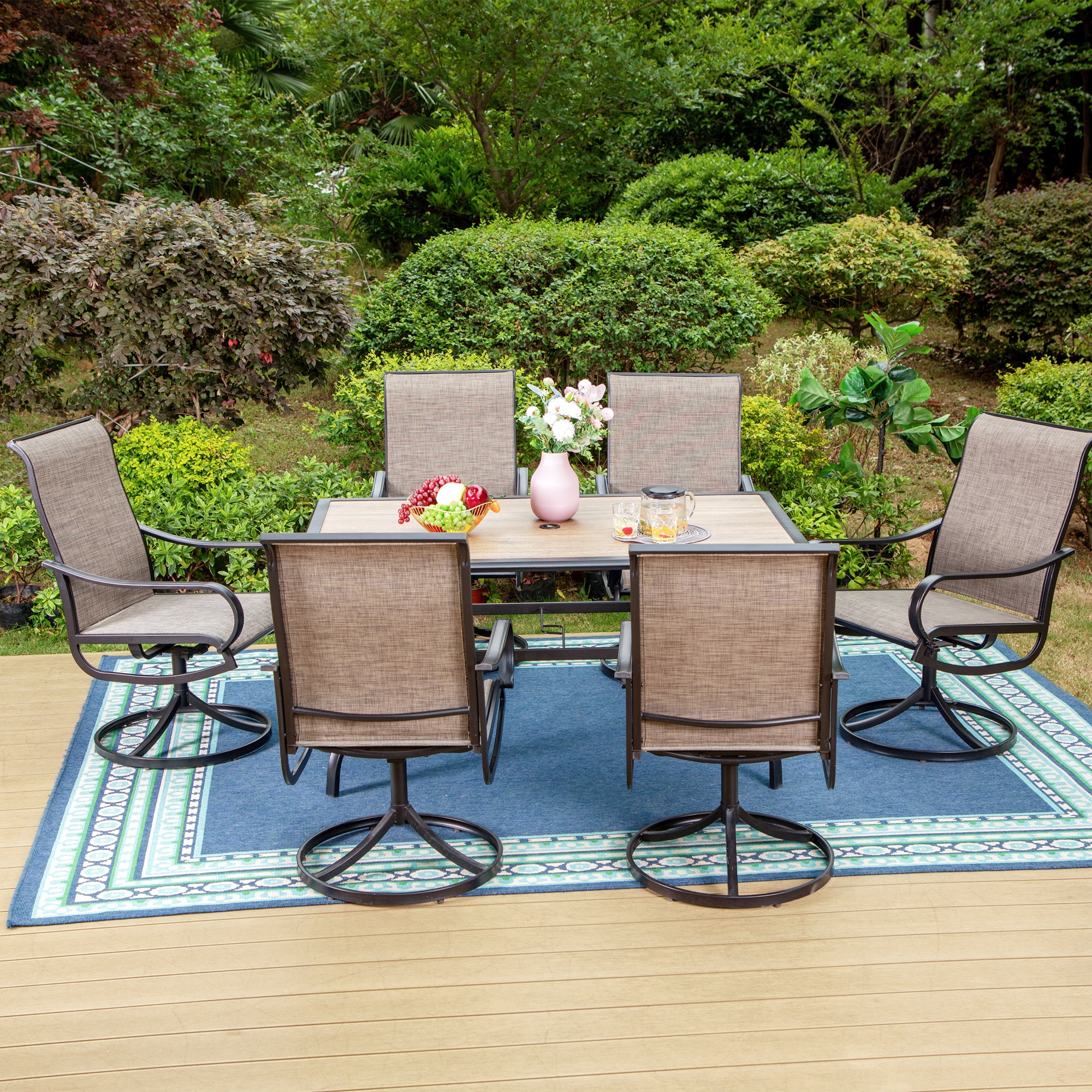 Outdoor dining sets with deals 6 swivel chairs