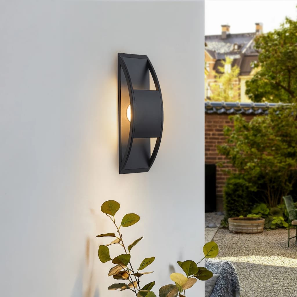 1-Light Matte Black Integrated LED Outdoor Wall Sconce