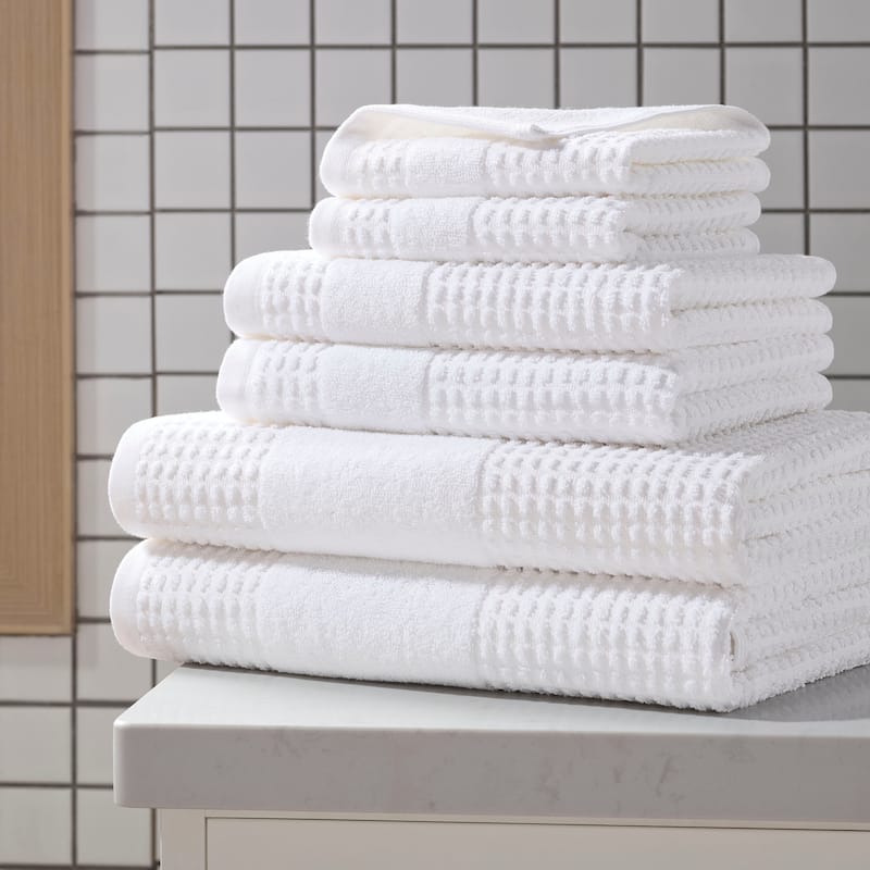 Martex Expression Air Sculpted 6-Piece Towel Set Soft & Absorbent - 6-Piece - White