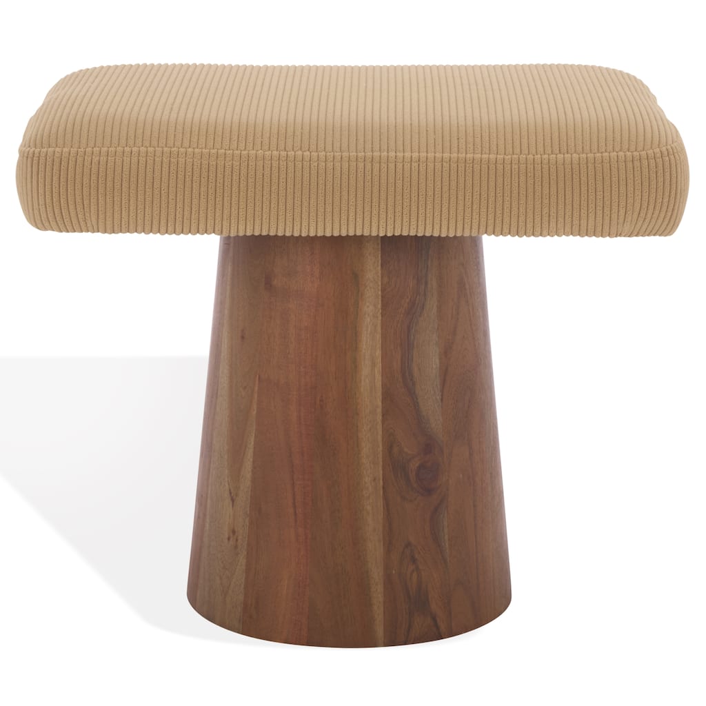 SAFAVIEH Couture Bennato Wood Base Ottoman