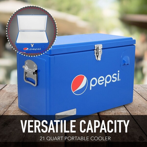 Permasteel 21-Qt Small Portable Ice Chest Cooler with Pepsi Logo