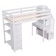 preview thumbnail 11 of 18, Twin size Loft Bed with Storage Drawers ,Desk and Stairs, Wooden Loft Bed with Shelves, No box spring required- White