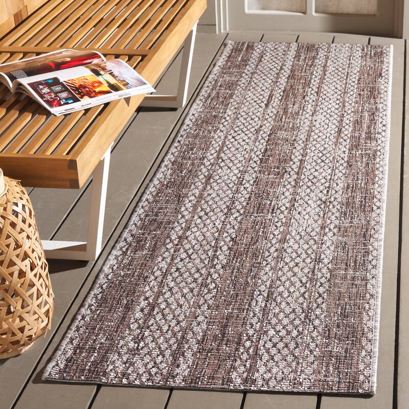 SAFAVIEH Courtyard Nanci Stripe Indoor/ Outdoor Waterproof Patio Backyard Rug