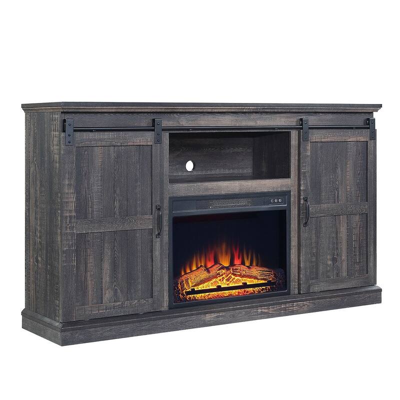 Myrtle 60 In. Fireplace Sliding Doors Media Console