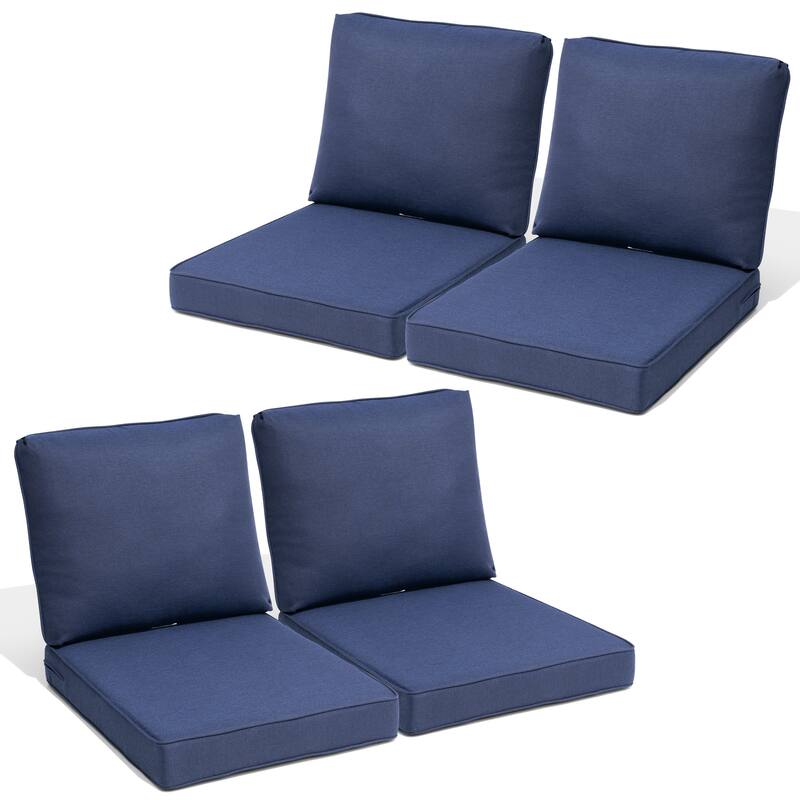 27.6 in W * 24.4 in D Outdoor Patio Deep Seat Cushion Chair Set - MIDNIGHT - 4PC