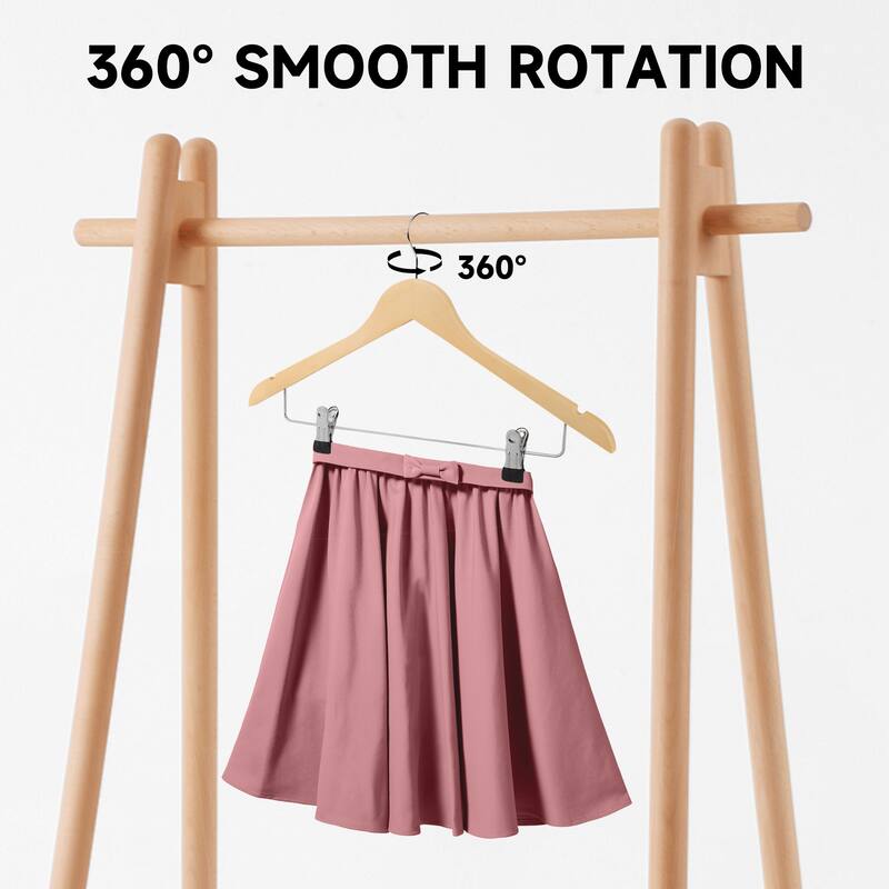 BP4U Solid Wood Hangers with Adjustable Metal Clips, Wooden Hangers for Coats, Jackets, Pants, Dresses, Skirts, and Suits