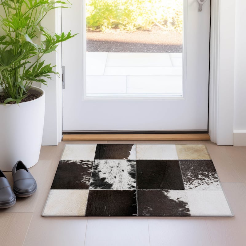 Premium Washable Super Soft Modern Chic Mayfield Rug - Black - 1' 8" x 2' 6" - Rectangle