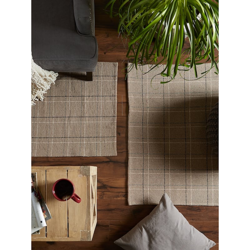 DII French Blue Variegated Plaid Recycled Yarn Rug (Set of 2) - Big