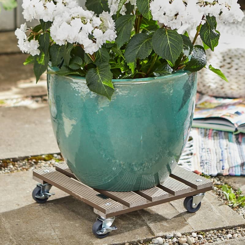 WAGNER design yourself 11.4" Square WPC Plant Caddy, Indoor/Outdoor, with Brakes