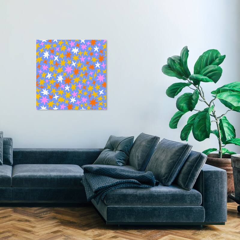 Wynwood Studio Canvas Astronomy and Space Stars in Lavender Blue and Mustard Modern & Contemporary Wall Art Canvas Print