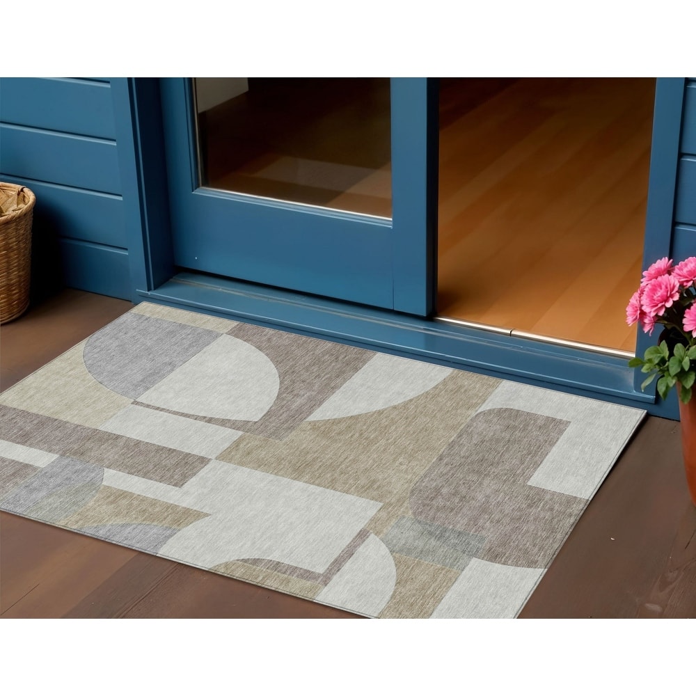 HomeRoots Geometric Modern Rectangle Outdoor Rug