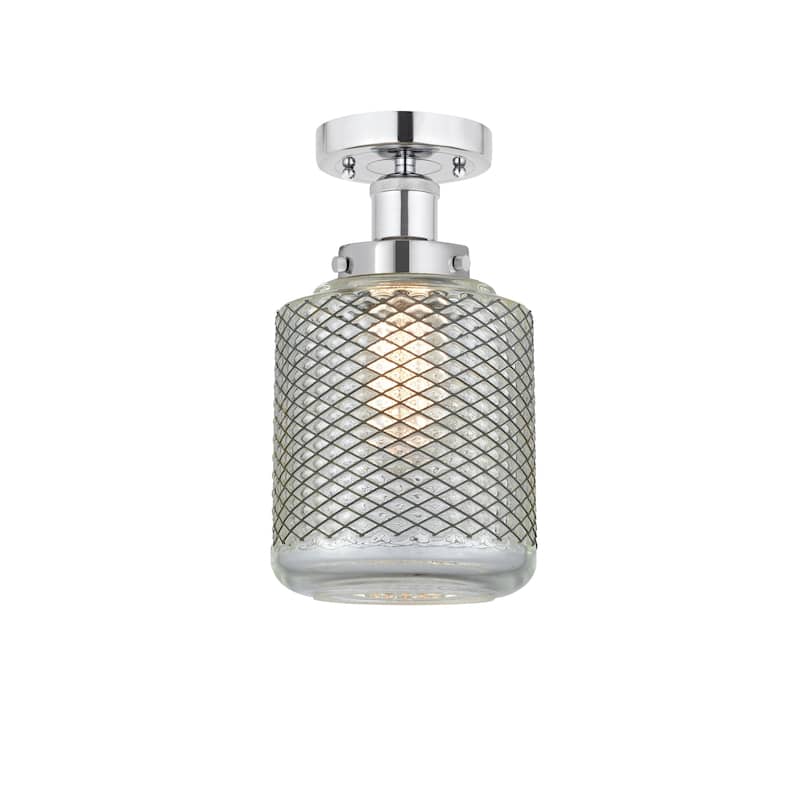 Innovations Lighting Stanton - 1 Light 6" Semi-Flush Mount - Polished Chrome/Clear Crackle