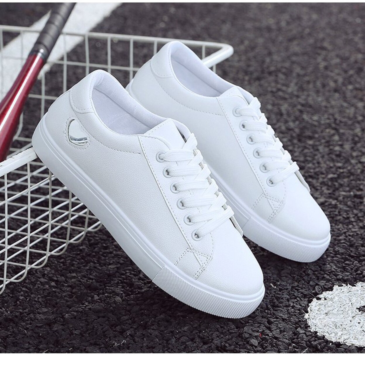 cute white leather sneakers