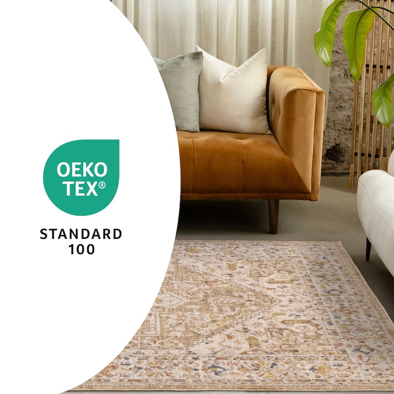 Beige Cream Traditional High-Traffic Rug