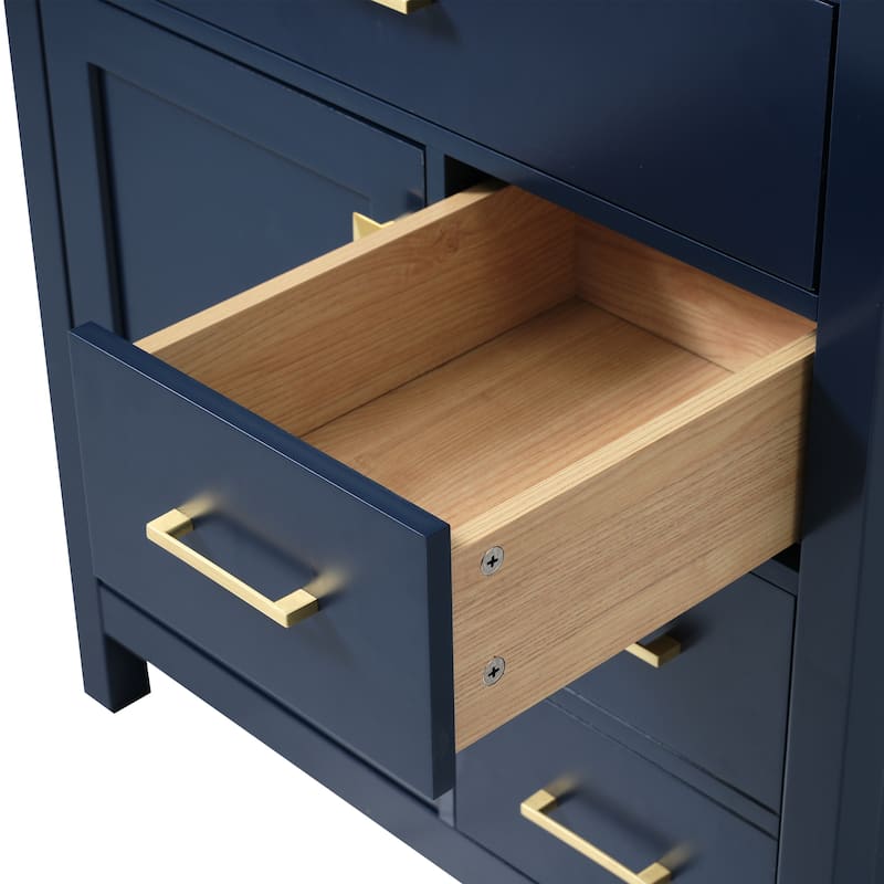 30-Inch Blue Bathroom Vanity with Ceramic Sink and Ample Storage