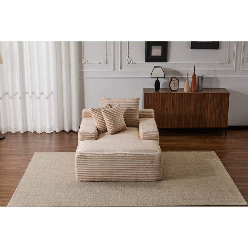 Oversized Chaise Lounge Chair Cozy Cloud Couch,Upholstered Sleeper Sofa Daybed With 3 Throw Pillows And Wide Armrest