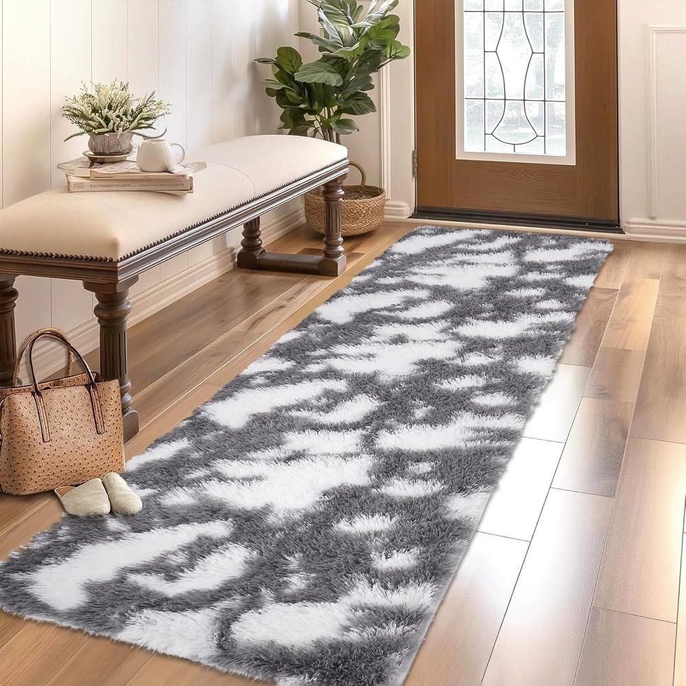 Modern Abstract Area Rug for Hallways Living Room Patio Decor Grey - 2' x 3'