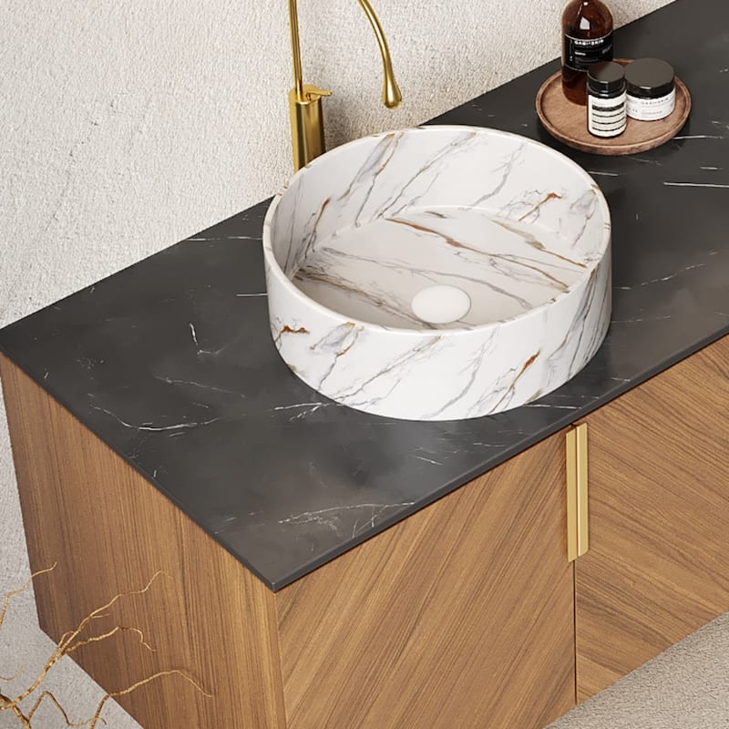 Wall Mounted Bathroom Vanity with Sintered Stone Countertop and Sink