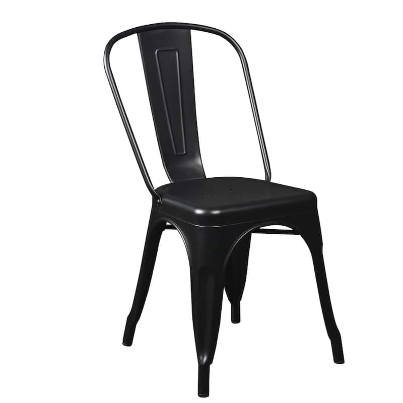 HomeRoots Set of Four Black Steel Dining Side Chairs - 17.13' X '32.88' X '21.26