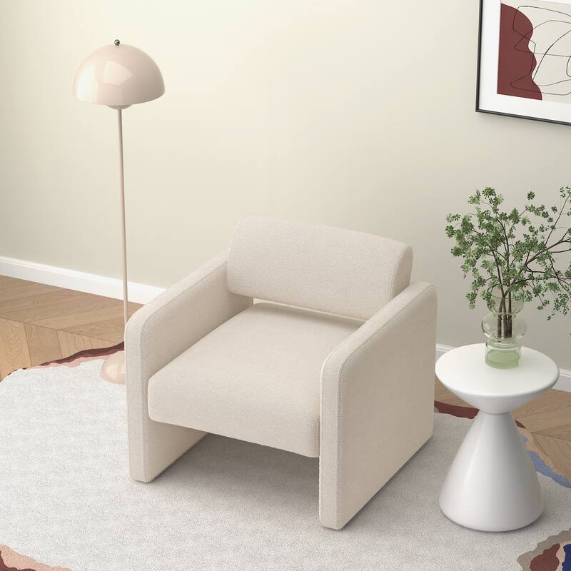 Modern 30.51" Upholstered Accent Chair with Open Back and Rubber Wood Frame for Living Room