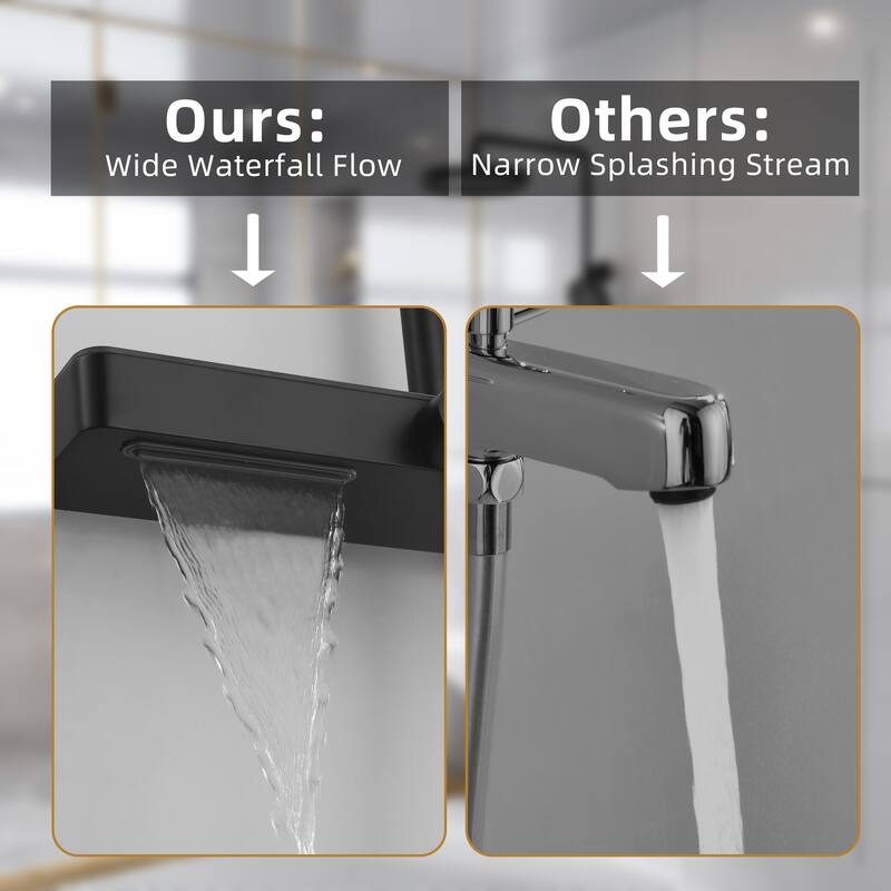 Modland 3-Function Wall Mount Shower System with Tub Spout 10.8" Rainfall Shower & Handheld Shower