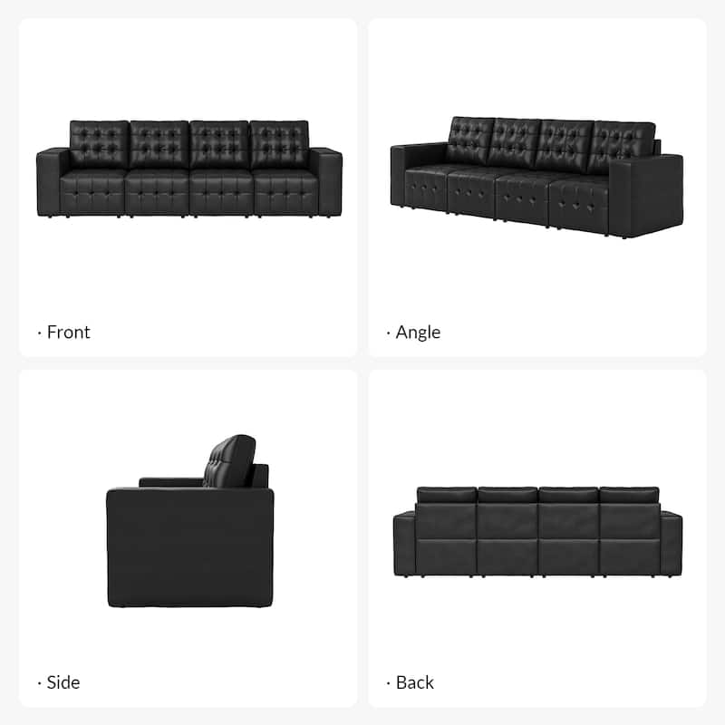 Aurora Genuine Leather Ottoman with Tufted Design by HULALA HOME