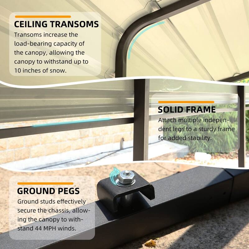 Erommy Outdoor Carport with Galvanized Steel Roof - Multi-Use Shelter, Sturdy Metal Carport for Cars, Boats, and Tractors