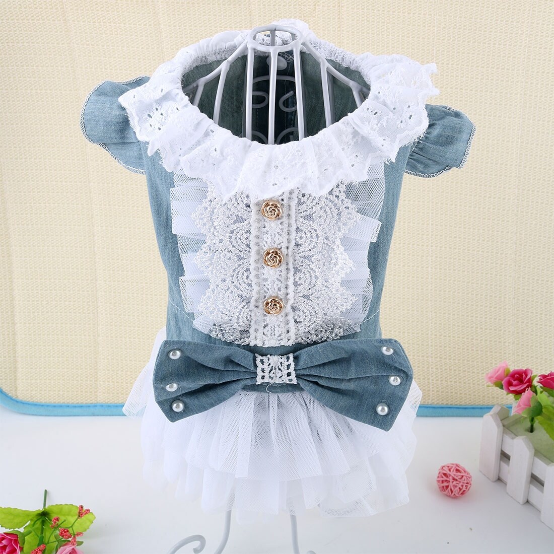 Binmer TM Cute Dog Clothes Pet Dog Costume Stripe T-Shirt Skirt Puppy Princess Dress Dog Apparel